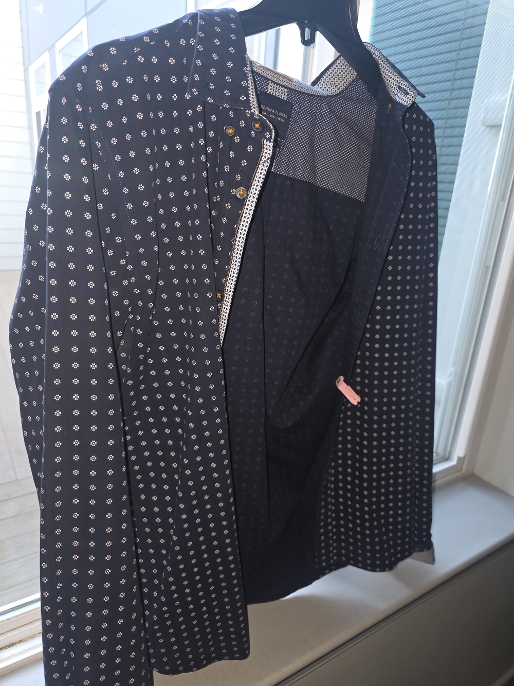 Denim And Flower Navy Blue Patterned Button-Up Jacket